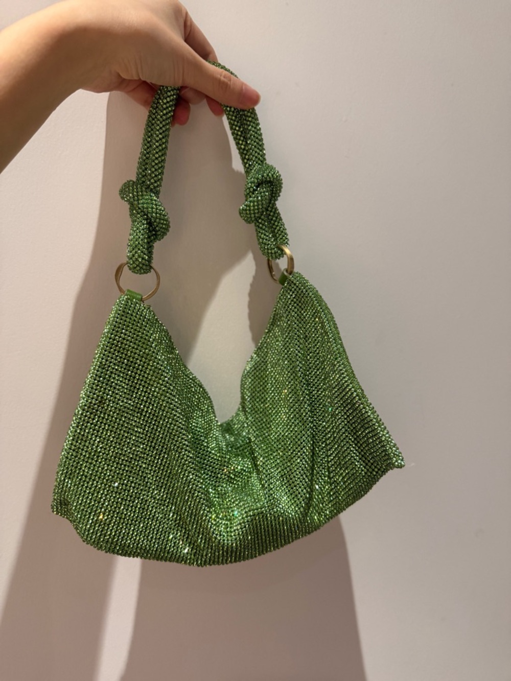 cult gaia Lime Crystal Mesh Knot-Handle Shoulder Bag - Picture 2 of 15
